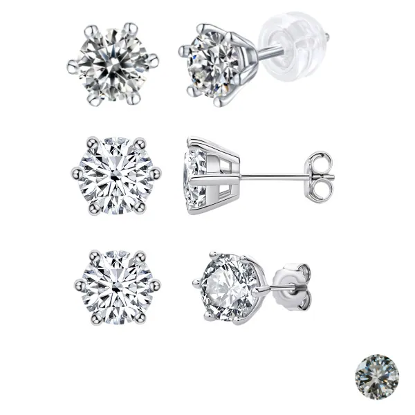925 sterling silver women’s diamond Solitaire earrings stud