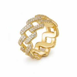 Moissanite All Diamond Cuban Link Ring