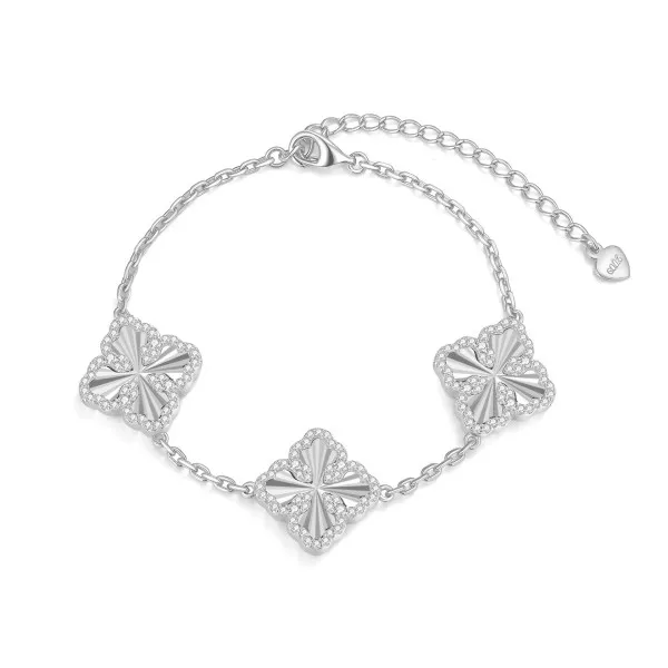 Moissanite light luxury adjustable four-leaf clover bracelet