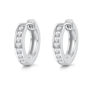 Moissanite Single Row Square Stone Hook Type Circle Earrings