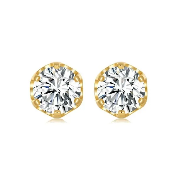 VVS1 Moissanite Crown Solitaire Stud Earrings