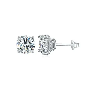 18K 2ct Moissanite Single Diamond Stud Earrings