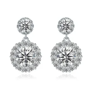 Moissanite Circular Ice Crystal Double Diamond Earrings