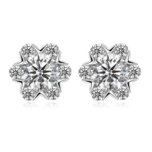 18K Moissanite Icy Flower Shaped Studs Earrings
