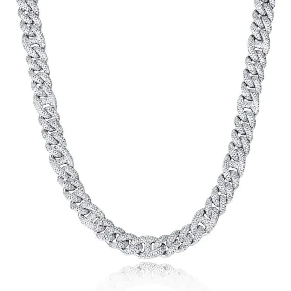 12MM Moissanite Figure-of-eight buckle Cuban Chain Necklace