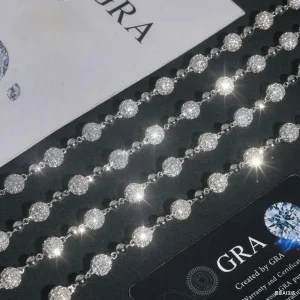 Moissanite Ball Link Peari Trendy Chains 18k Golds - The second picture