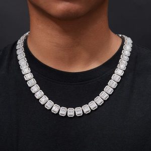 13MM VVS Moissanite Square Crystal Tennis Chains - The second picture