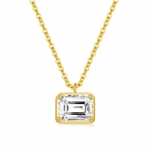 VVS1 Moissanite Emerald Cut Single Diamond Pendant