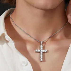 14K White Gold Basic Style Cross Pendant - The second picture