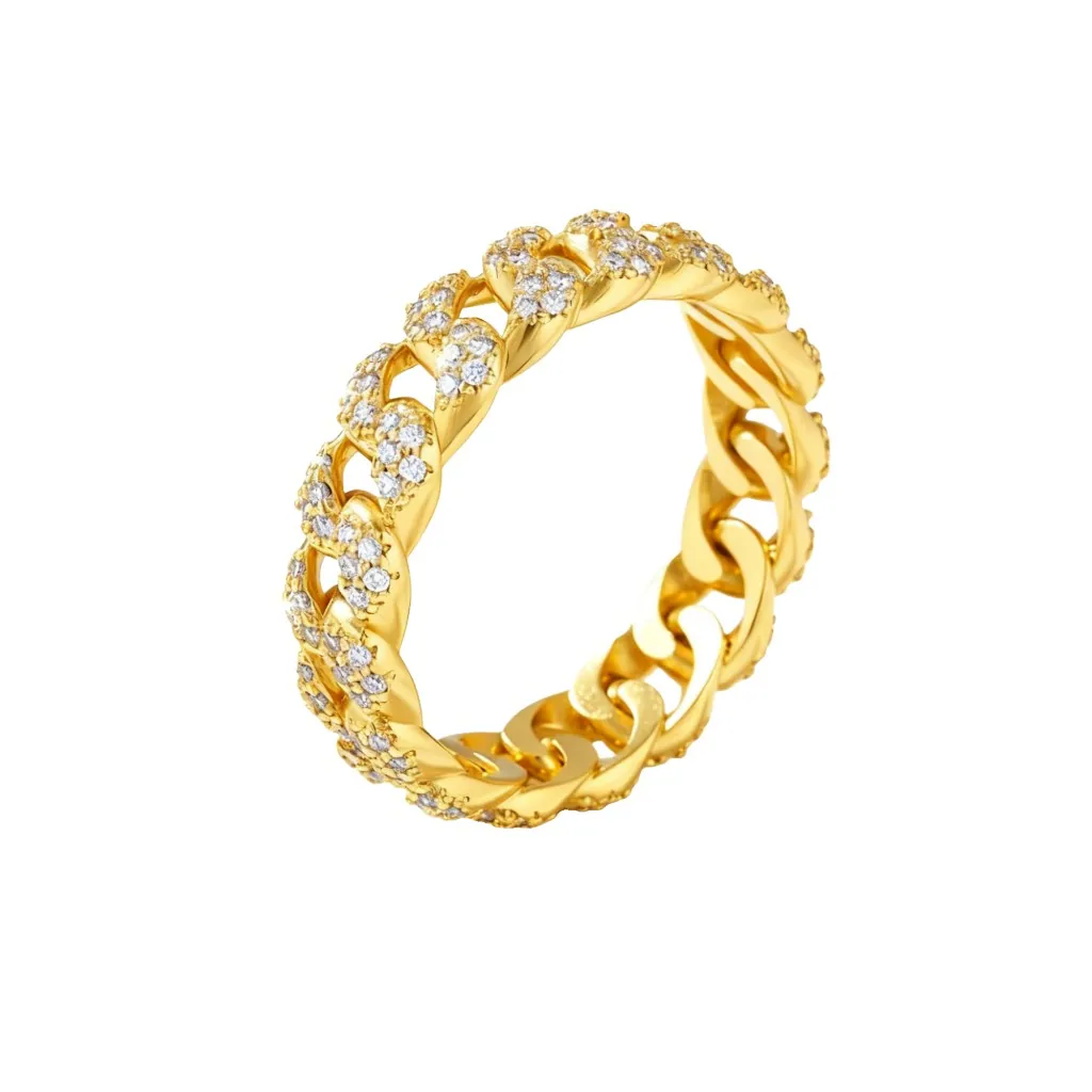 VVS1 Moissanite 925 Sterling Silver Cuban Link Ring