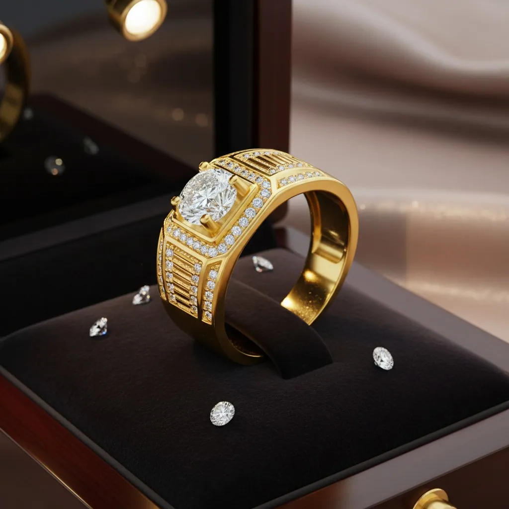 Moissanite Luxury Gold Square Signet Ring - Image 11