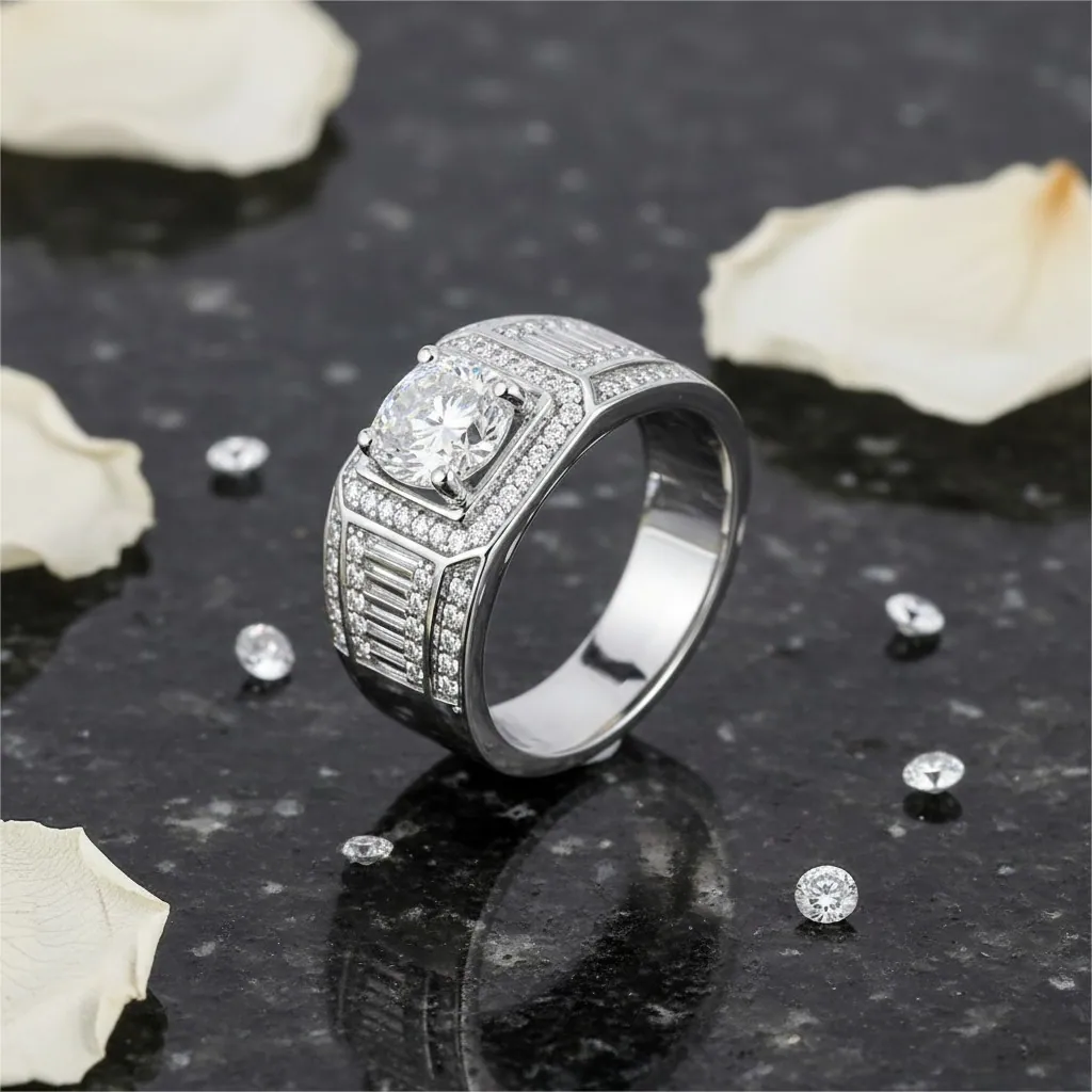 Moissanite Luxury Gold Square Signet Ring - Image 12