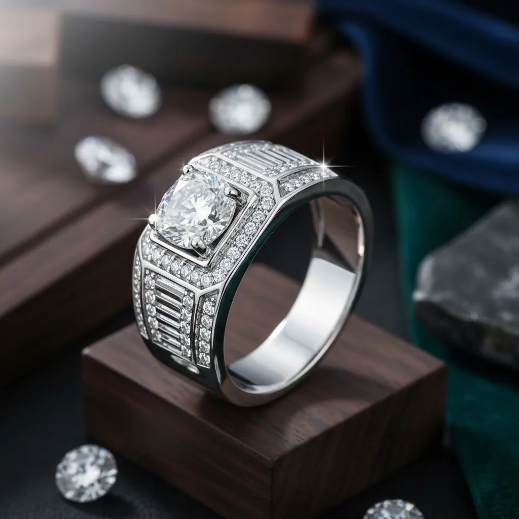 Moissanite Luxury Gold Square Signet Ring - Image 9