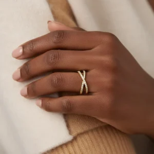 18K Moissanite Personalized X Ring - The second picture