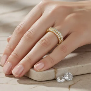 Moissanite Row Inlay Personalized Memorial Engagement Ring - The second picture