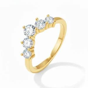 18k Plated Staggered Moissanite Engagement Ring