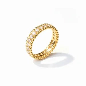 Eternity Ring Gold Single Row Moissanite Dot Prongs
